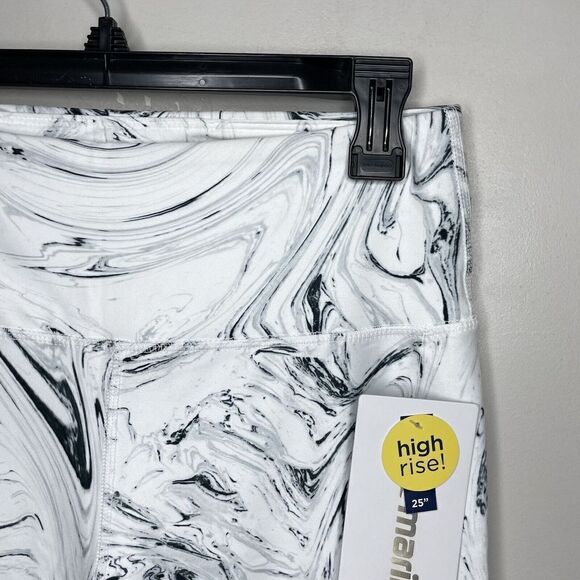 MARIKA Womens White Black Marbled Stone High-Rise Leggings NEW Large L - Picture 2 of 10